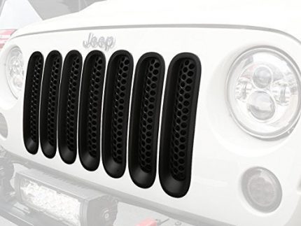 Front Road (Pack Inserts of Jeep Clip-in Hooke Wrangler Unlimited & 2007-2015 Matte JK Mesh for Grille Black 7)