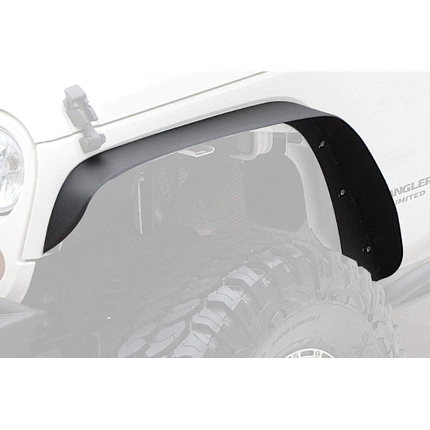 Solid Steel Off-Road Front & Rear Flat Fender Flares for 2007-2018 Jeep Wrangler JK & Unlimited - 4 PCS Set 1 Solid Steel Off-Road Front & Rear Flat Fender Flares for 2007-2018 Jeep Wrangler JK & Unlimited - 4 PCS Set - Imagem 1