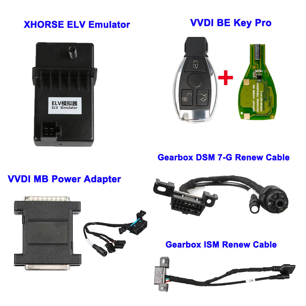 XHORSE VVDI BE Key Pro+ Power adpater + XHORSE ELV Emulator + Gearbox DSM 7-G Renew Cable 1 XHORSE VVDI BE Key Pro+ Power adpater + XHORSE ELV Emulator + Gearbox DSM 7-G Renew Cable - Imagem 1
