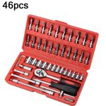46pcs Ratchet Wrench Set Auto Repair Kit 1/4'' Socket Wrench Box Spanner Auto Maintenance Tool - Imagem 2