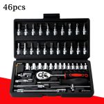 46pcs Ratchet Wrench Set Auto Repair Kit 1/4'' Socket Wrench Box Spanner Auto Maintenance Tool - Imagem 3