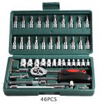 46pcs Ratchet Wrench Set Auto Repair Kit 1/4'' Socket Wrench Box Spanner Auto Maintenance Tool - Imagem 4
