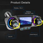 ⁦Handsfree Car Kit Transmitter Power ON OFF Bluetooth 5.0 FM Modulator TF USB Audio Music Player AUX MP3⁩ - الصورة ⁦4⁩