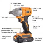 Brushelss Power Impact Wrench New upgrade 21V 4.0 one battery one charger - Imagem 5