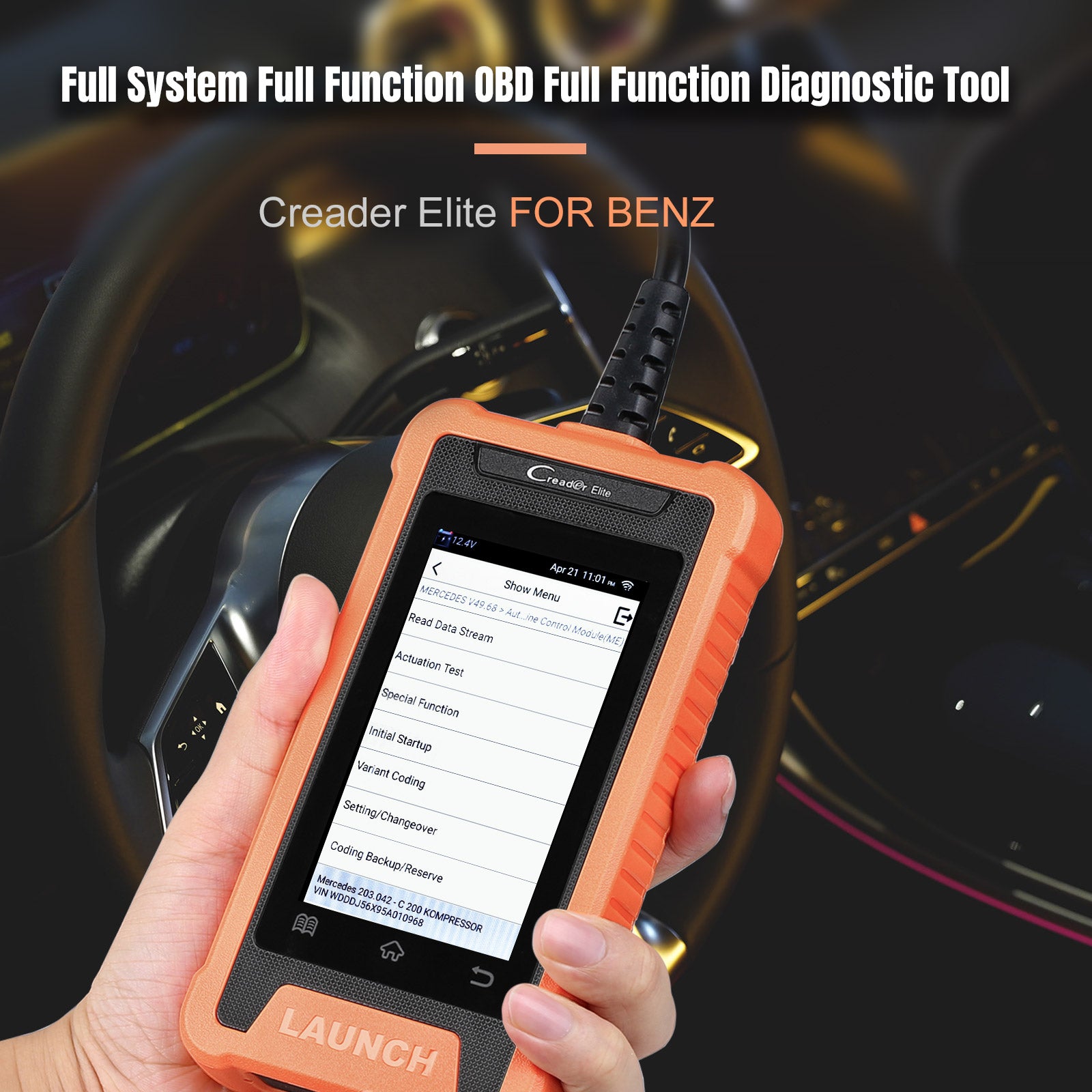 LAUNCH Creader Elite Benz OBD2 Scanner Code Reader + ABS & SRS Car Diagnostic Tool, 4 in 1 Live Data Graph, Auto VIN, WiFi Free Update - 画像 (6)
