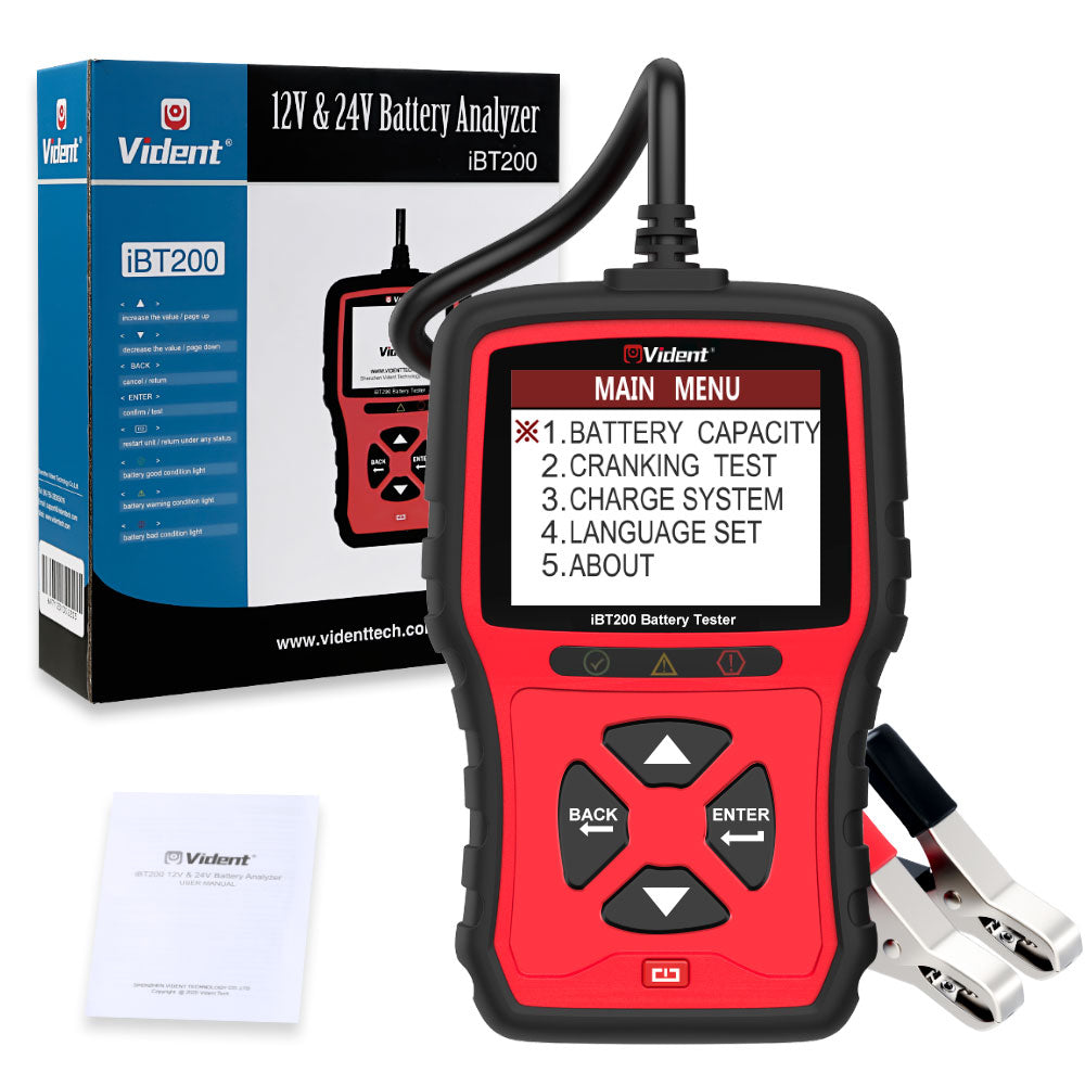 VIDENT iBT200 9V-36V Battery Tester for 12V Passenger Cars and 24V Heavy Duty Trucks 100 to 2000 CCA Car Battery Analyzer 1 VIDENT iBT200 9V-36V Battery Tester for 12V Passenger Cars and 24V Heavy Duty Trucks 100 to 2000 CCA Car Battery Analyzer - Image 1