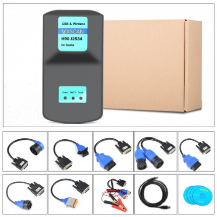 VXSCAN H90 J2534 Diesel Truck Diagnose Interface And Software With All Installers Diagnose Engines Transmissions ABS Instrument