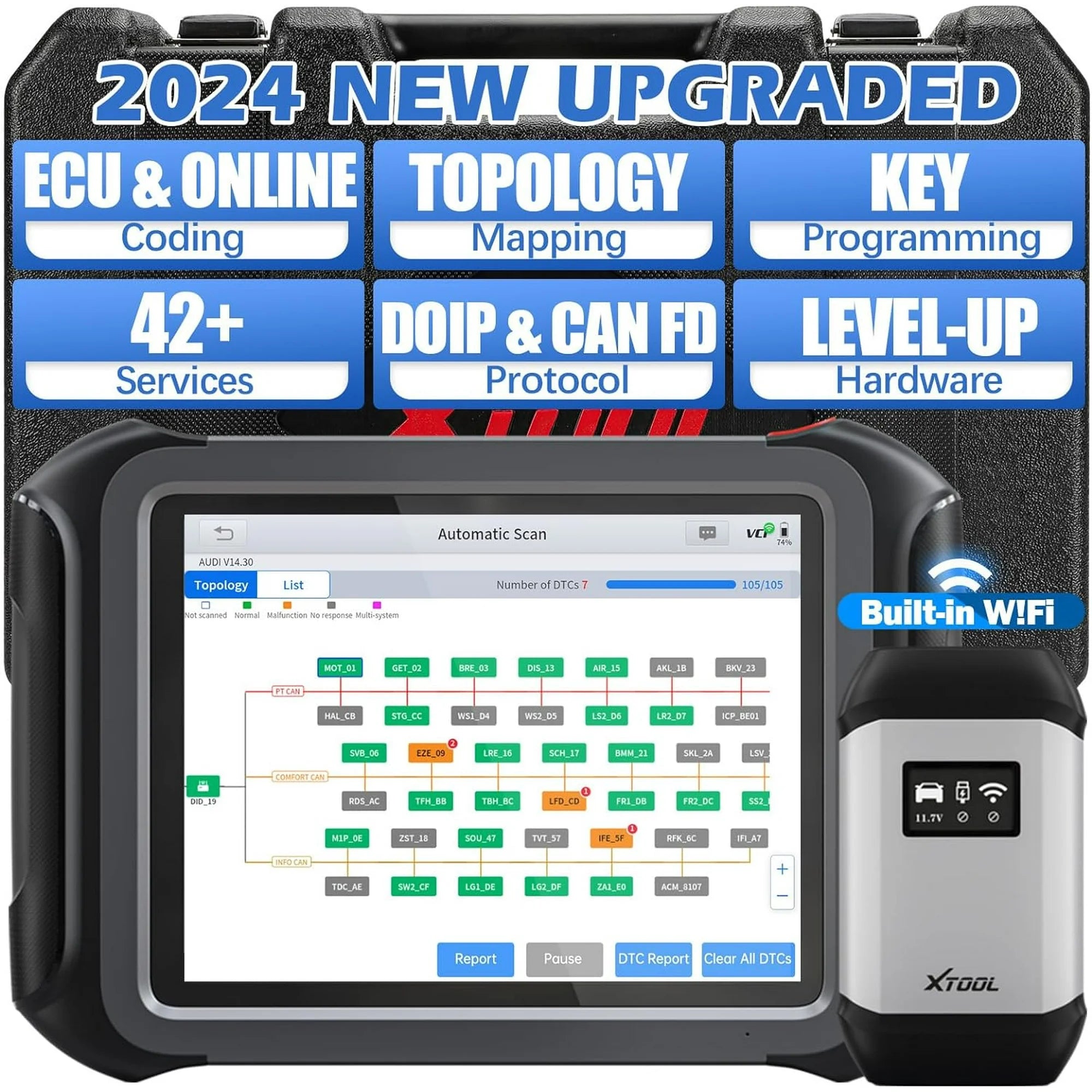 XTOOL D9S WIFI Automotive Diagnostic Scan Tool with CAN FD& DOIP Support ECU Coding 42+ Resets 3 years upgrade 1 XTOOL D9S WIFI Automotive Diagnostic Scan Tool with CAN FD& DOIP Support ECU Coding 42+ Resets 3 years upgrade – Image 1